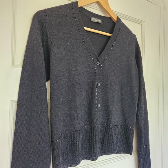FRAPP 100% Wool Fancy Beaded Cardigan - Picture 3 of 10